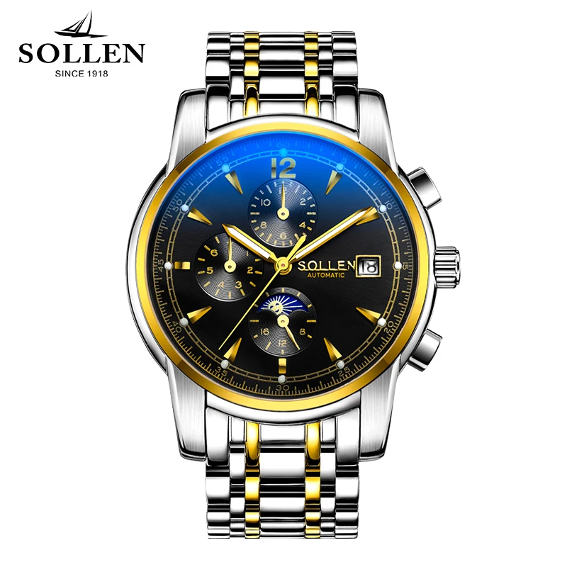 

SOLLEN watches automatic mechanical watches sapphire steel watch men clock waterproof multi - functional men wristwatches