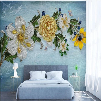 

beibehang Custom Photo Mural Wallpaper Modern Minimalist 3D Jewelry Flower European Wall Decorative Painting papel de parede 3d