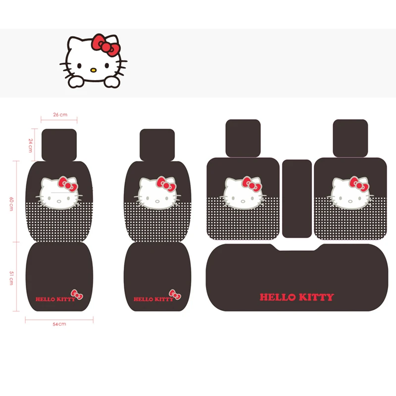 Мультяшные розовые чехлы на автокресла hello kitty из хлопка, четыре сезона, женские авточехлы, набор подушек, автомобильные аксессуары, милые для девочек