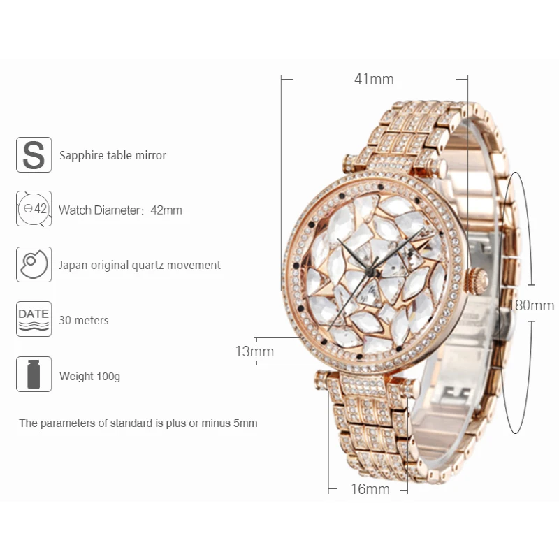 PB часы женские наручные сверкающие кристалл розового золота смотреть женщины