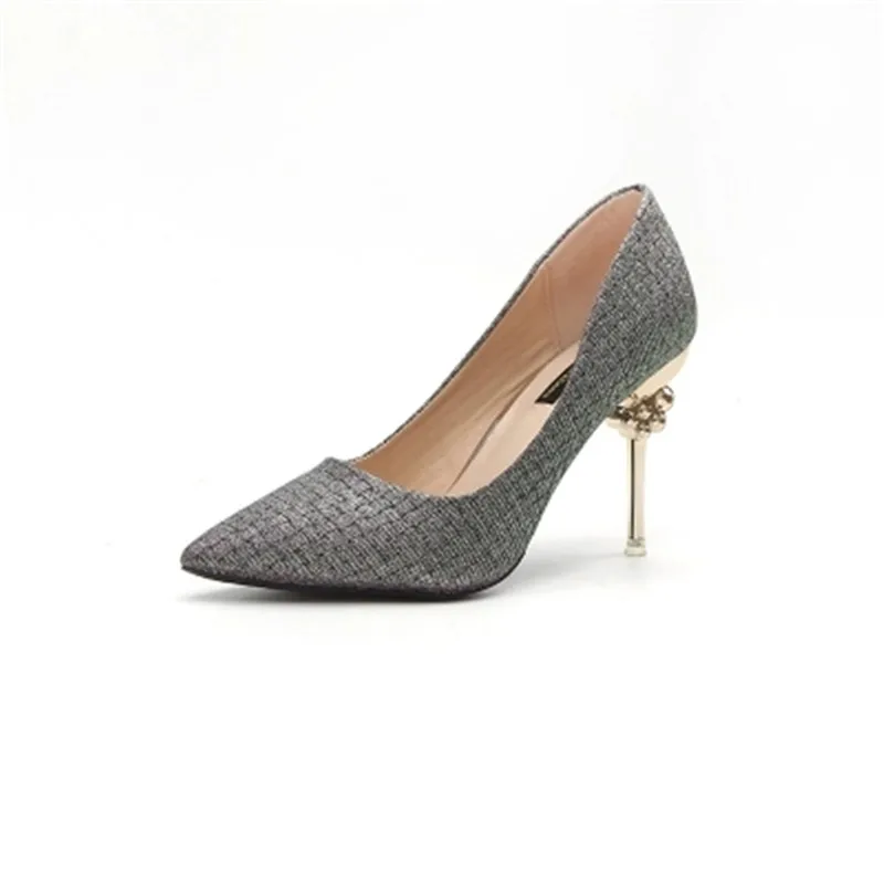 

2018 spring new shoes with high heels fashion tip shallow mouth single shoes