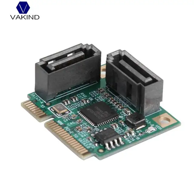 Best Offers VAKIND Mini 2 Ports Mini PCI-E PCI Express to SATA 3.0 Hard Drive Extension Card High Speed Add On Cards Computer Components 