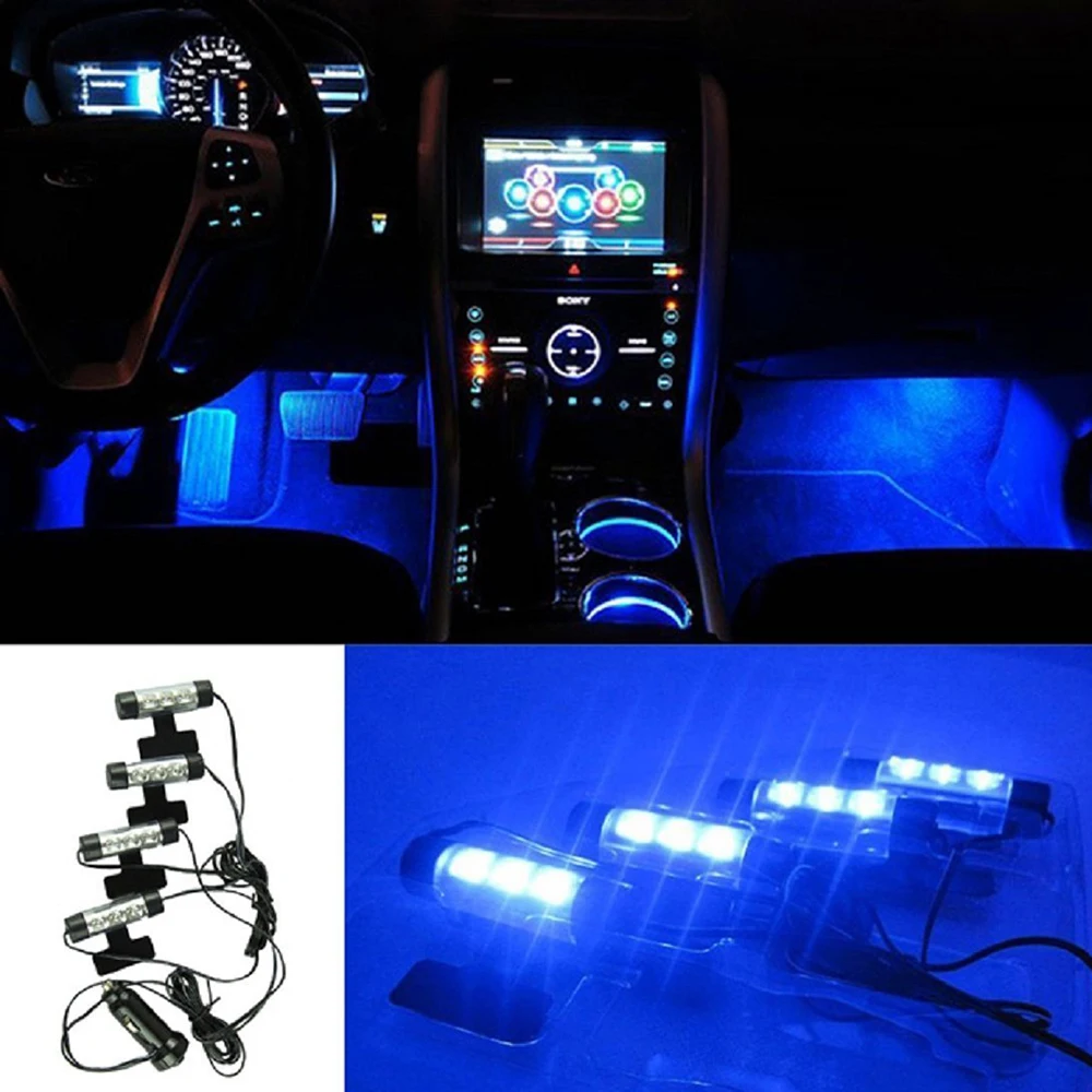 

Car-styling 4 In 1 Led Car Interior Atmosphere Lights Ambient Decorative Feet Lighting For Audi A4 Ford Kia BMW M5 Polo Renault