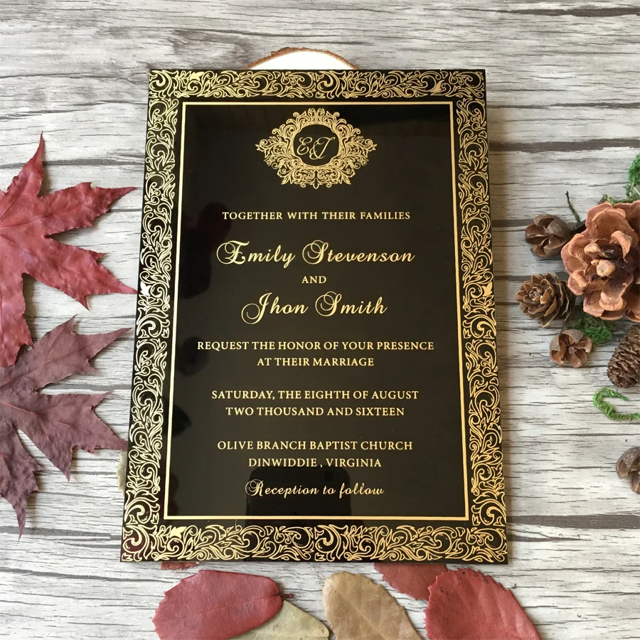  20 Pieces Per Lot 5x7inch Printing Letters Solid Color Acrylic Invitation Cards - 32965397991