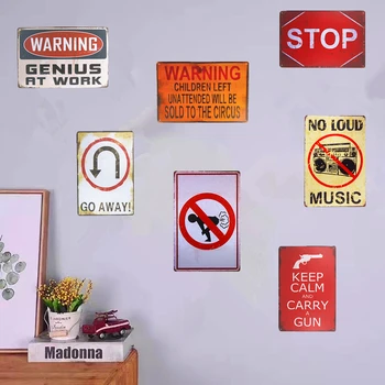

Retro Metal Tin Signs Warning Poster Stop Garage Bedroom Pub Home Decor Craft Wall Stickers Decor