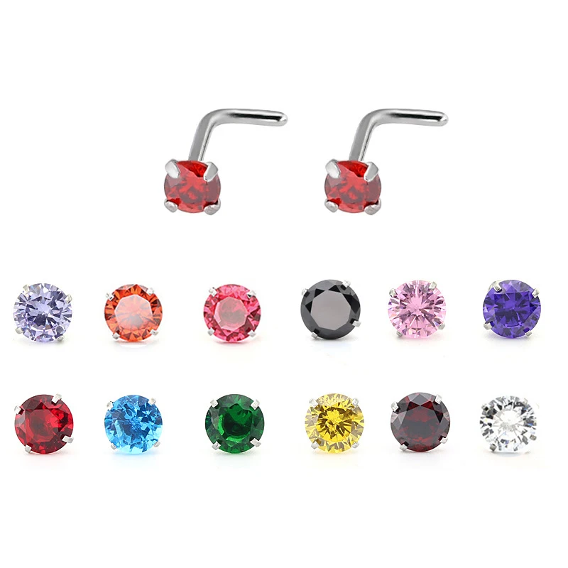 

Stainless Steel Sexy Body Jewelry AAA zircon nose nail septum curved rod 7-shaped nose ring hypoallergenic puncture jewelry