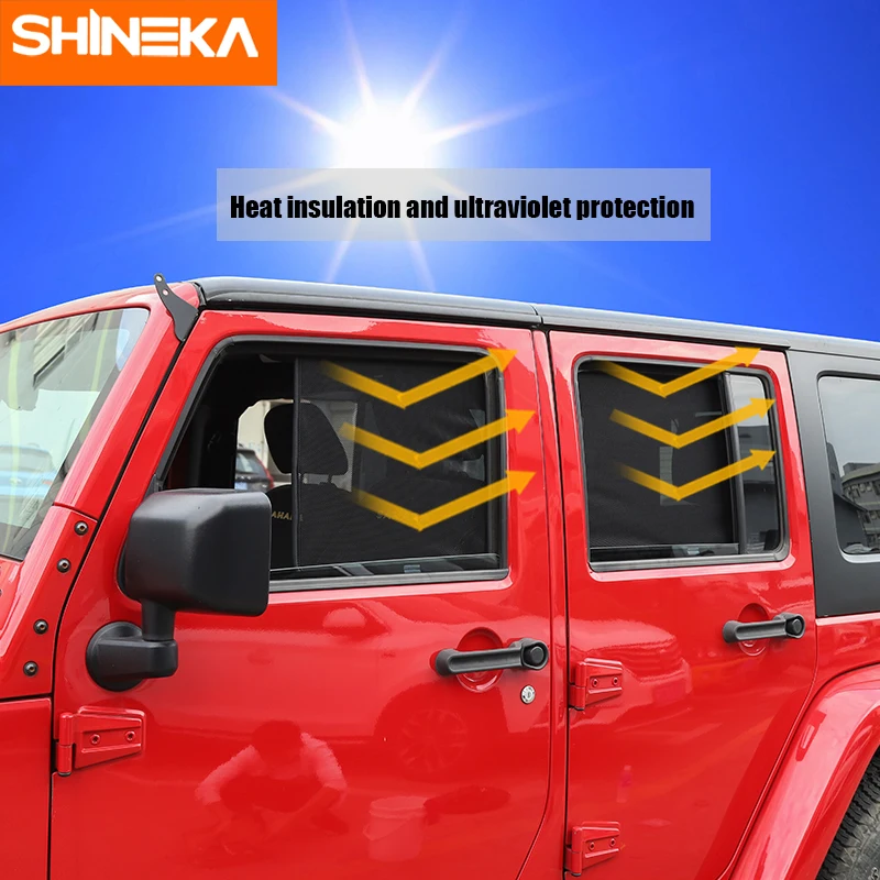 SHINEKA боковая Солнцезащитная шторка s для Jeep wrangler 2007- изоляционная сетка от насекомых для wrangler JK аксессуары боковая Солнцезащитная шторка