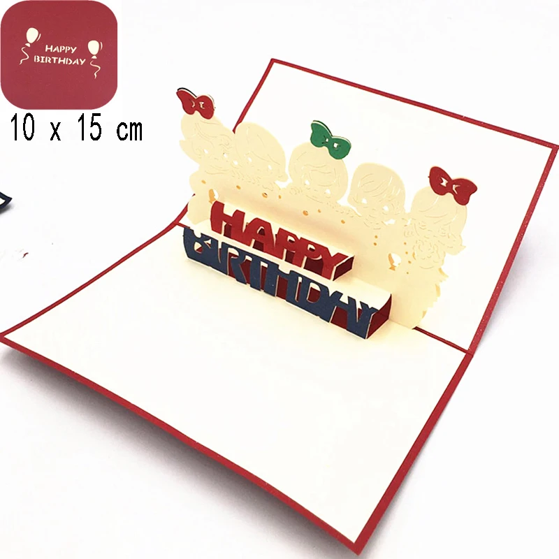 Новинка, открытки с 3D изображением дня рождения, подарки, поздравительные открытки, лазерная резка, вечерние открытки с конвертом, подарок для ребенка