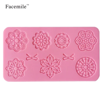 

3D Flowers Lace Mat Wedding Flower Embossing Lace Fondant Moulds Cupcake Toppers Silicone Bake Molds Gift Decorating 04079