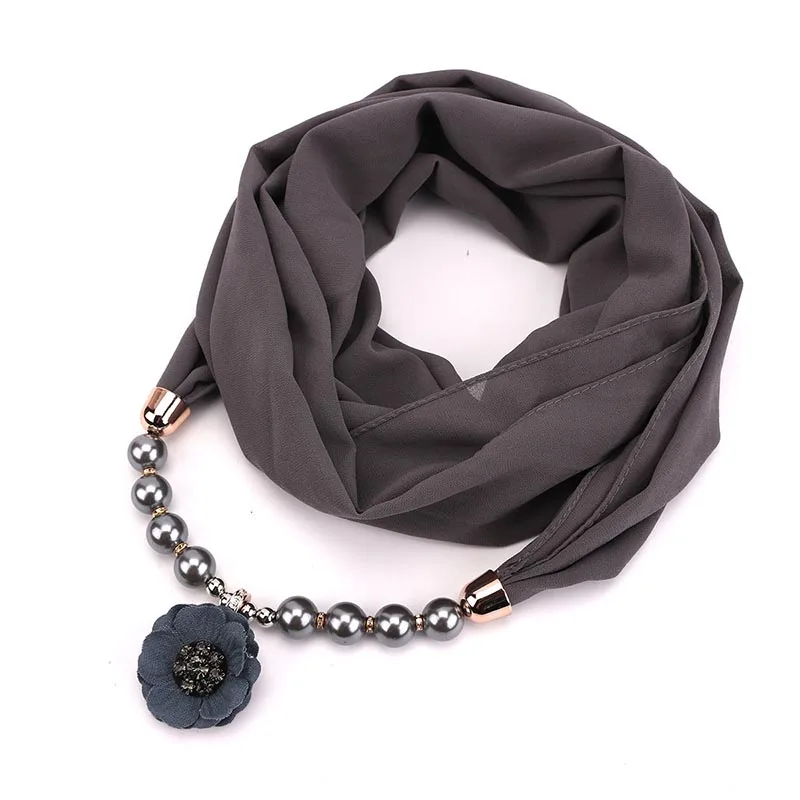 17 цветов, модное уникальное ожерелье, шарф из нитей, подвеска, цветочный дизайн, шарф, ожерелье для женщин, модные шарфы, подарок - Окраска металла: 16