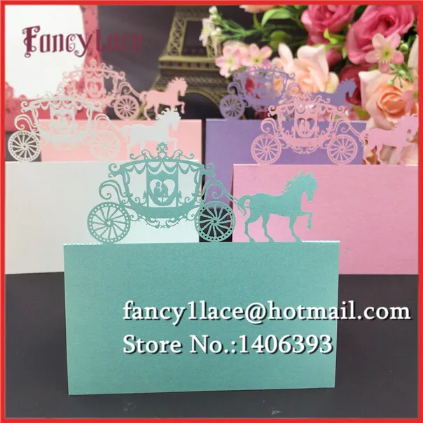 

50pcs Carriage Laser Party Table Name Place Cards Wedding Table Decoration Mariage favors And Gifts Party Supplies Party Decor