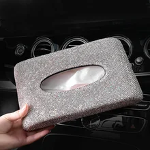 Шикарная автомобильная коробка для салфеток, роскошный бумажное полотенце, чехол с кристаллами Gillter, Женская Офисная домашняя коробка для салфеток