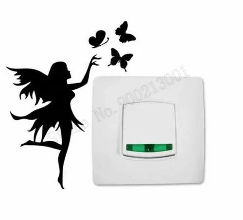 

Fairy With Batterfly Light Switch Sticker Vinyl Art Removeable Poster Beauty Kidsroom Decor Girls Mural Decals LY896