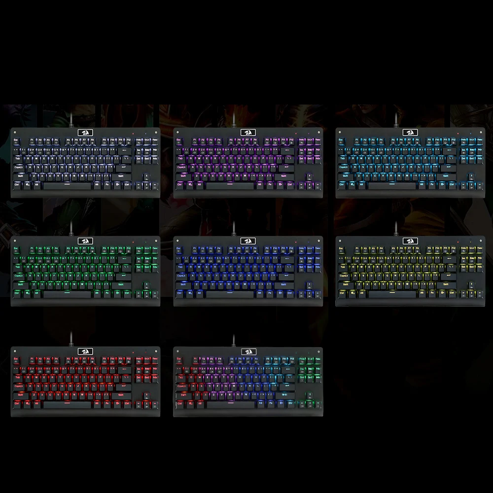 Redragon RGB подсветкой TKL механическая клавиатура 87 клавиш щелкающие синий переключатель Алюминий эргономичная игровая клавиатура k568 черный