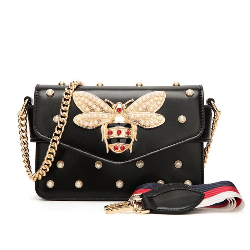 

New famous brand women messenger bags small chain crossbody bags female luxury shoulder bag pearl handbag 2019 Red White black