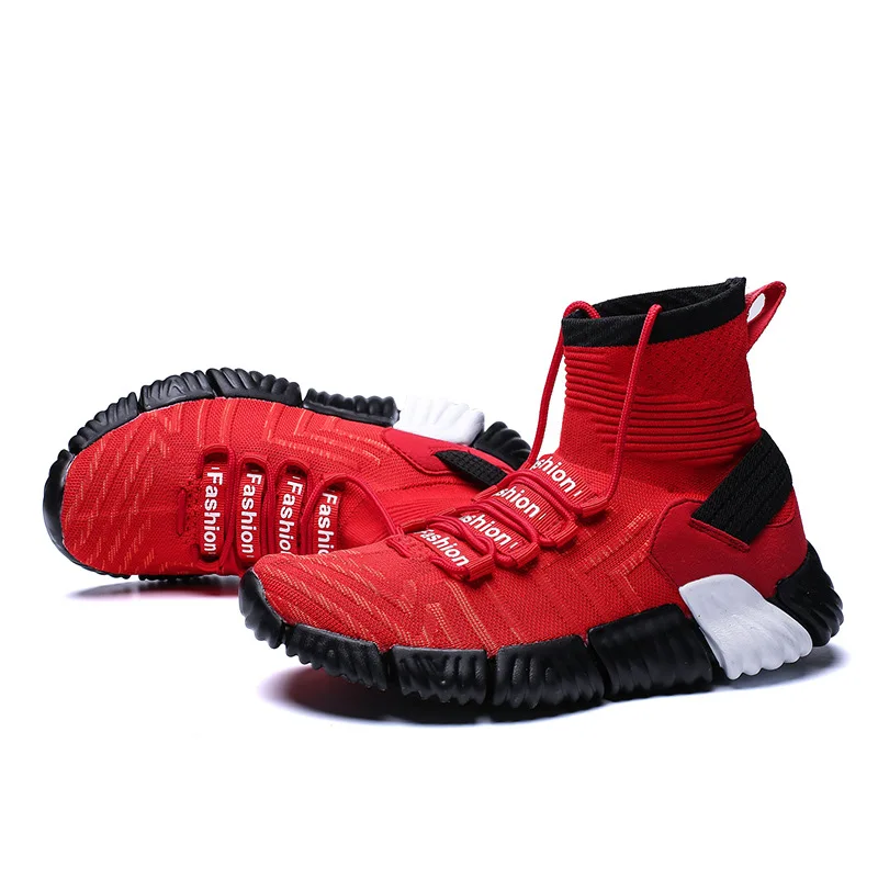 

Fall Running Breathable Mens Skateboarding Shoes High Top Sock Shoes Basketball Sneakers Outdoor Sports Boots Walking Footwear