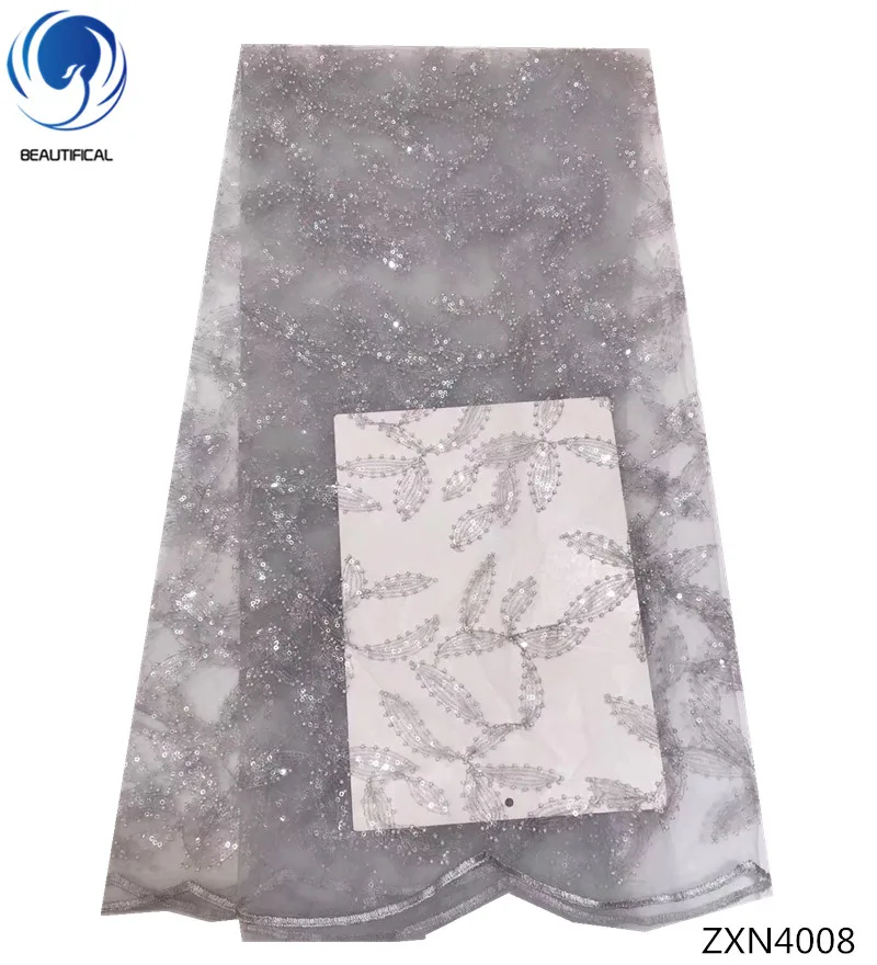 

BEAUTIFICAL french sequins lace fabric grey sequin lace fabric net lace fabric with sequins 5 yards/piece high quality ZXN40