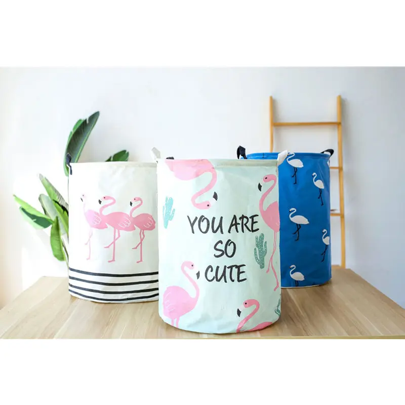 35*45 سنتيمتر للطي الغسيل سلة 2018 الجديدة الملابس سلة الغسيل التخزين و منظمة فلامنغو مطبوعة النسيج اللعب المنظم