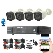 Microphone Camera Surveillance System Audio 900TVL CCTV Camera DVR Kit 18m Cable Voice & Image Monitor Night Vision Waterproof