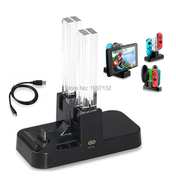 

4 in 1 For Nintend Switch Joy-Con Charger USB Charging Dock Stand For Pro Controller with LED Indication