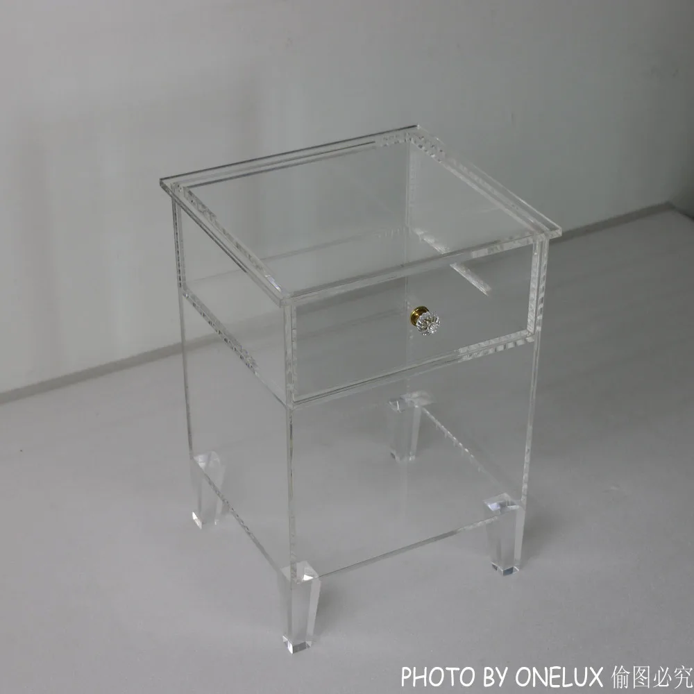 ONE LUX Clear Acrylic Nightstand Single Drawer,Lucite End Sofa Cabinet Table