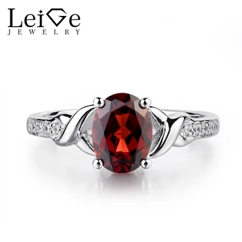 

Leige Jewelry Natural Garnet Rings for Women Oval Shaped Wedding Engagement Ring Sterling Silver 925 Fine Jewelry Red Gemstone