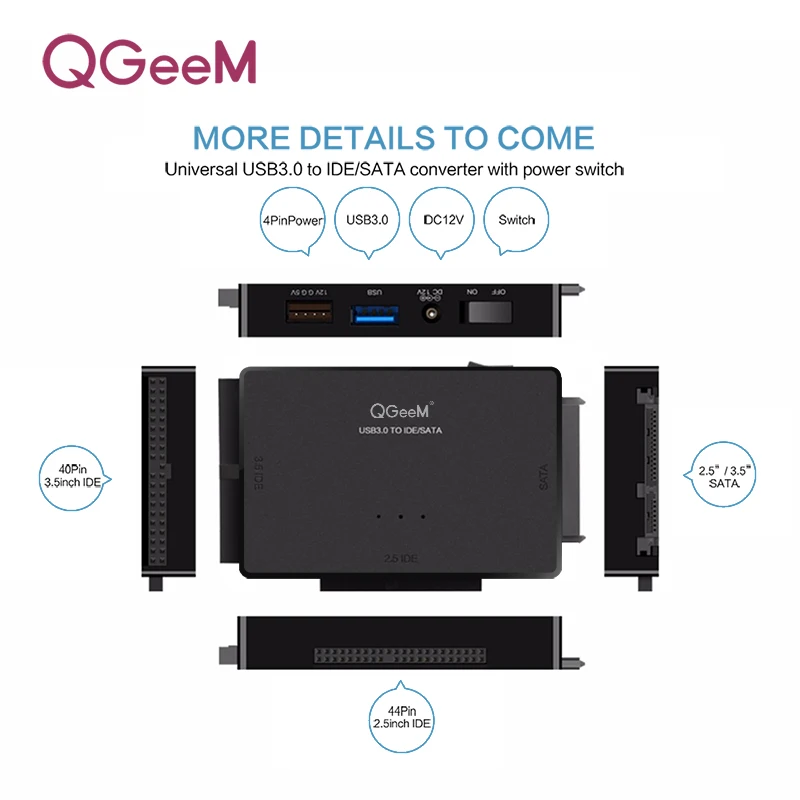 Tanie QGEEM SATA na USB 3.0 Adapter IDE USB2.0 kabel SATA na 2.5 3.5 SATA IDE napęd dysku twardego Adapter USB C OTG HDD SSD USB konwersja