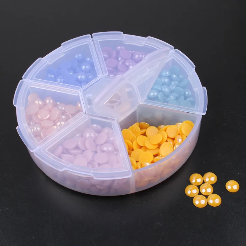 6Grid Rhinestone Crystal Beads Accessorie Container Nail art Case Empty Box Transparent Decoration Storage Case
