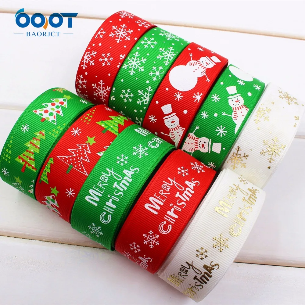 

1612132 ,1'' 25MM Christmas hot gold Printed grosgrain ribbon, DIY handmadeHair accessories gift wrapping , Decorative materials