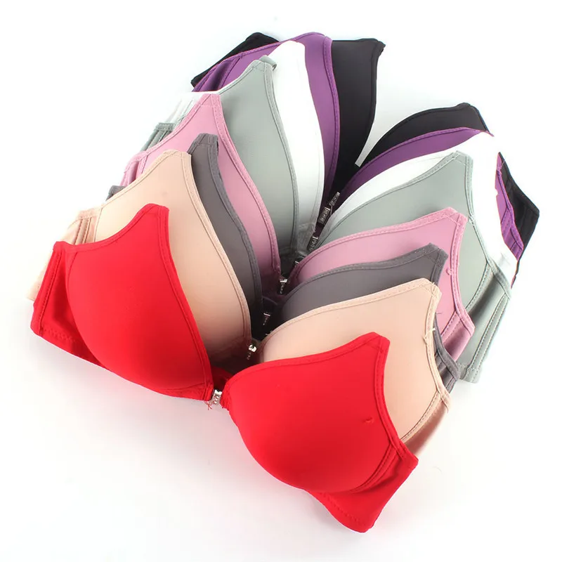 

Sexy Women Smooth Front Closure Thin Padded Racerback Seamless Push Up Bra Top 32-38B