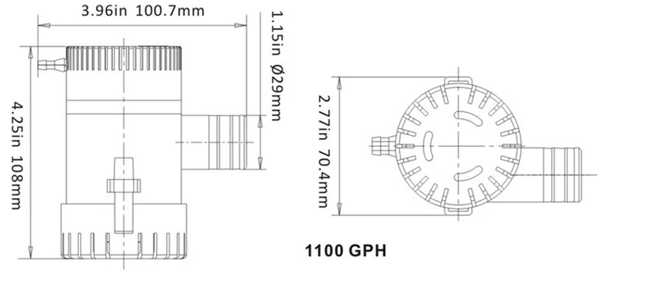 Трюмный насос 12v 1100gph 12VDC, водяной насос, используемый в лодке, гидросамолет, моторный дом, домашняя лодка 12 24 v Вольт 1100 gph