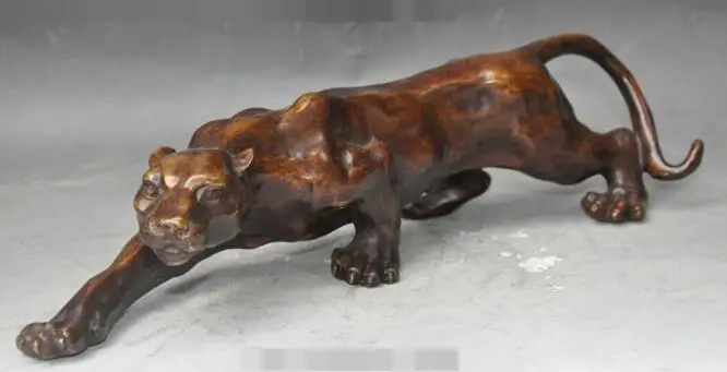

S03288 16"china bronze fengshui Wild Carnivores Animal Leopards Panthers Cheetah statue (B0413)