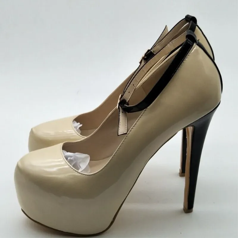SHOFOO/обувь, новинка Модная одежда;, кожа бежевого цвета, 4,5 см, водонепроницаемые, Каблуки высотой 14,5 см, туфли-лодочки с круглым носком. Размер: 34-45