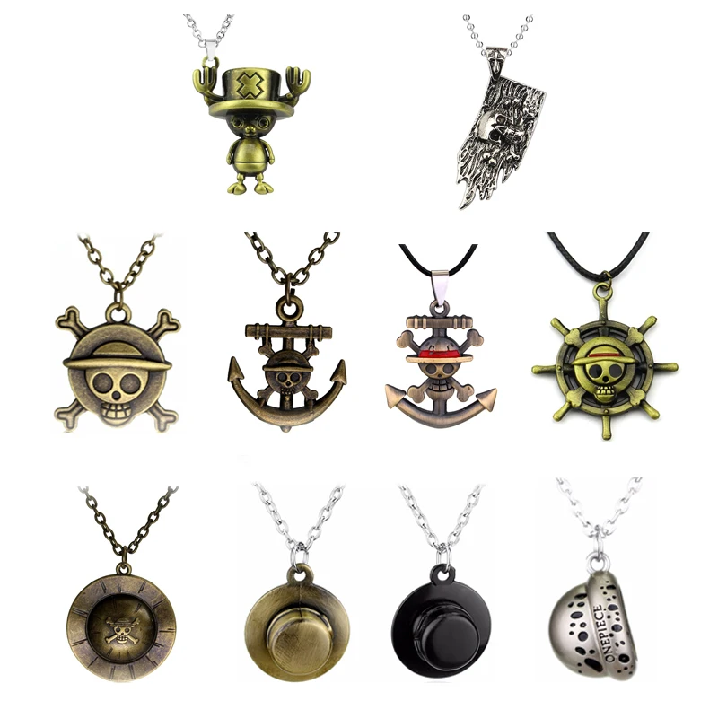 Jewelry Japanese Anime One Piece Necklace Pirate Luffy Anchor Skull