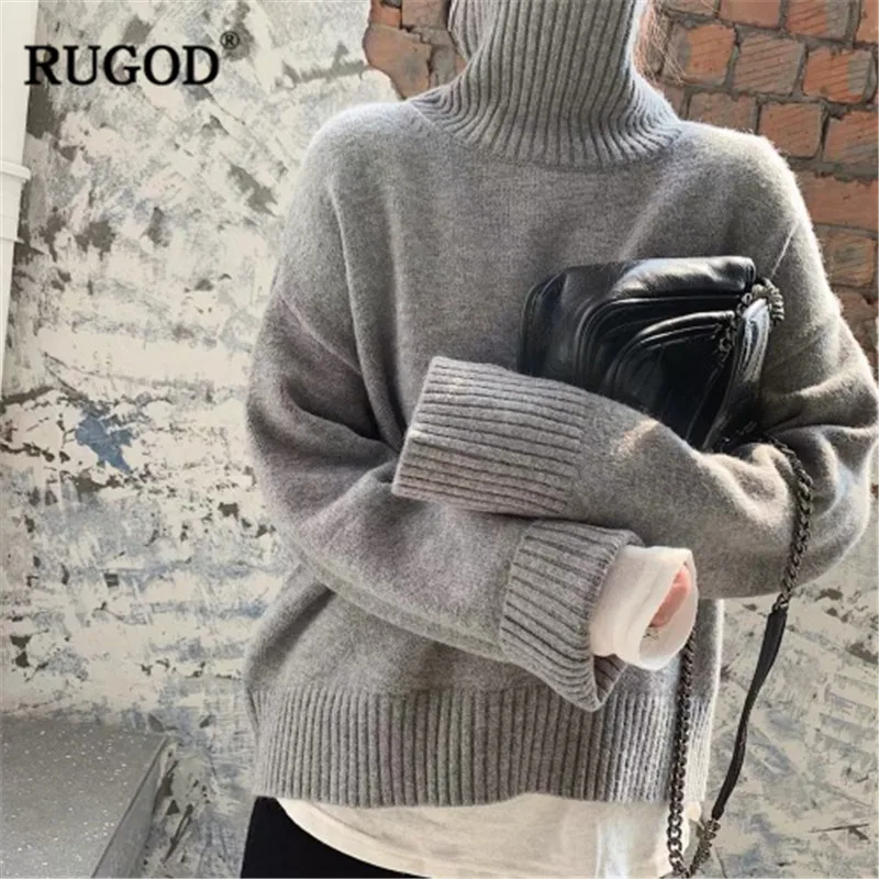 RUGOD Solid Women Sweater and Pullover 2019 Spring Turtleneck Long Sleeve Knitted Tops Casual Soft Warm Jumper Befree | Женская одежда