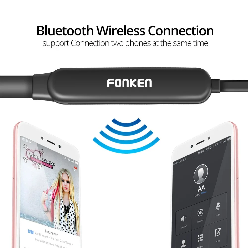 FONKEN, беспроводные bluetooth наушники, спортивные, в уши, bluetooth, наушники, стерео, для бега, магнитные, наушники с микрофоном, для телефона, для телефона