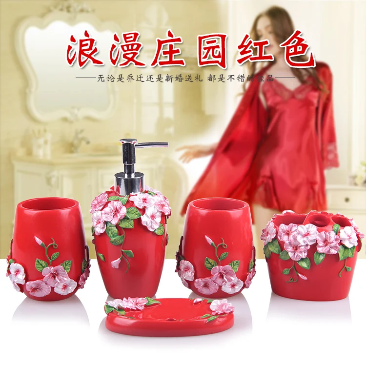 Bathroom Resin Five-piece Set Box Set Washing European Fashion Simple Bathroom and Bathroom Set New Wedding Box Set