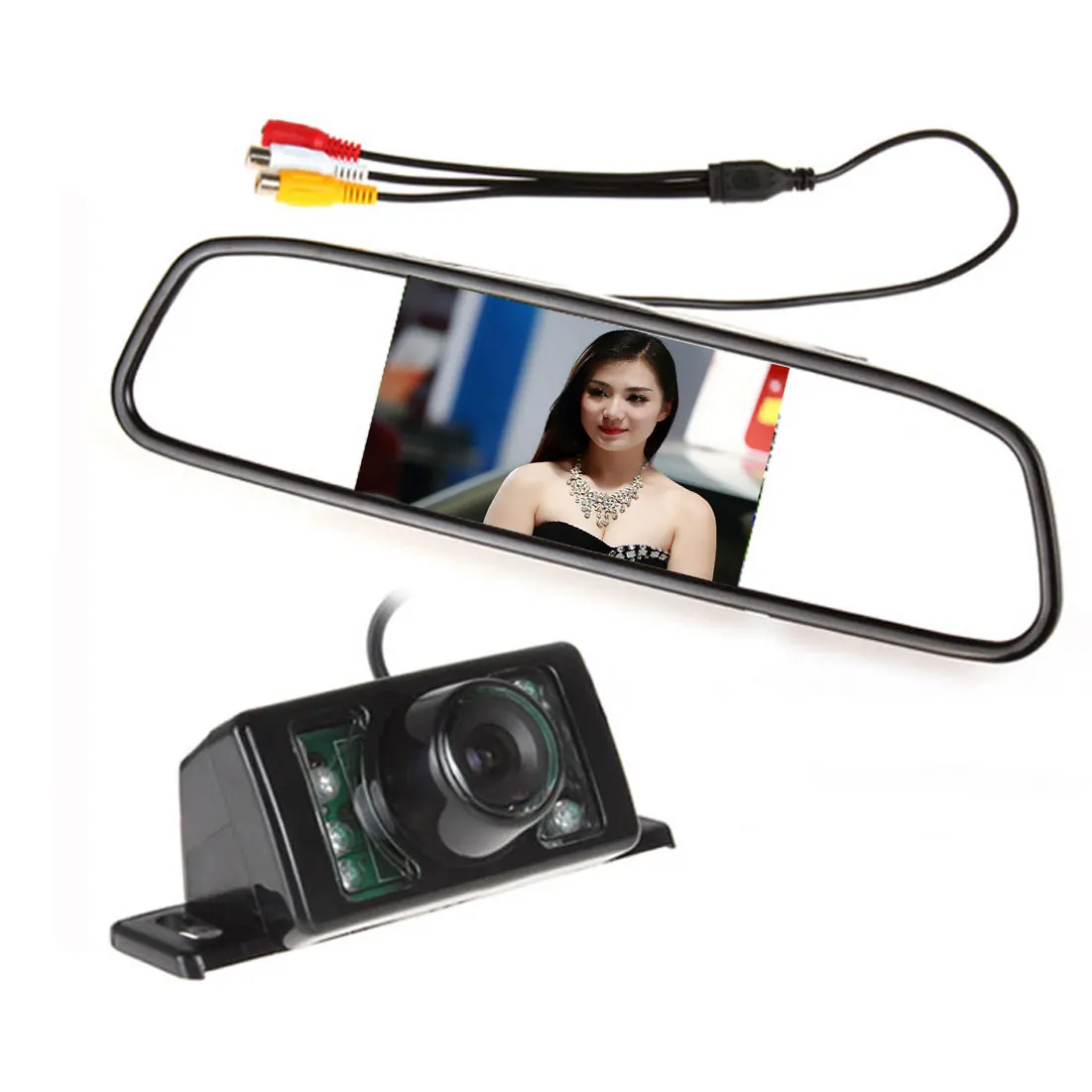 Парковочный комплект с 4," зеркалом парковочный монитор зеркало заднего вида монитор+ 7 ИК ночного видения заднего вида резервная камера заднего вида