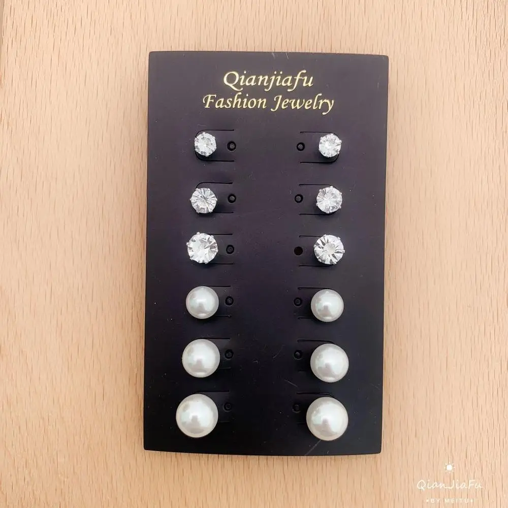 SILVER 6PAIRS EARRINGS FASHION JEWELRY EARRINGS WEDDING PARTY GIFTS FEMALE ACCESSORIES GOOD QUALITY