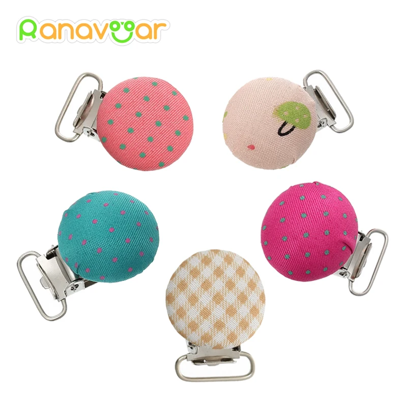 5 PCS Wood Baby Pacifier Clips Wrap Up Cloth Painting Colorful Wooden