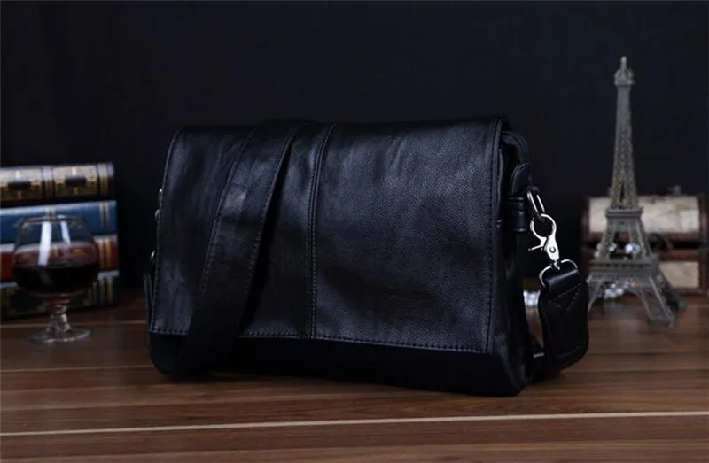 Модные сумки через плечо для мужчин, сумки-мессенджеры из натуральной кожи, повседневные мужские винтажные сумки черного цвета высокого качества