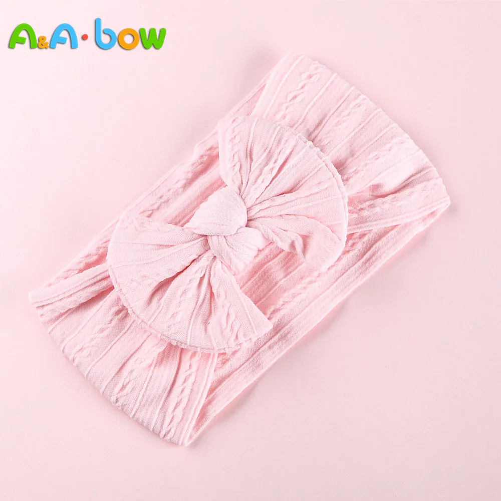 1pcs Cable Knit Nylon Bow Headwrap, One size fits all nylon headbands, wide nylon headbands, baby headbands, Knot bow headwear best Baby Accessories Baby Accessories