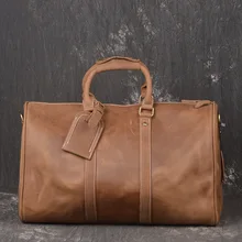 Для мужчин Дорожная сумка кожаная Ретро ручной работы из воловьей кожи сумки Frenzy лошадей портативный посылка ёмкость