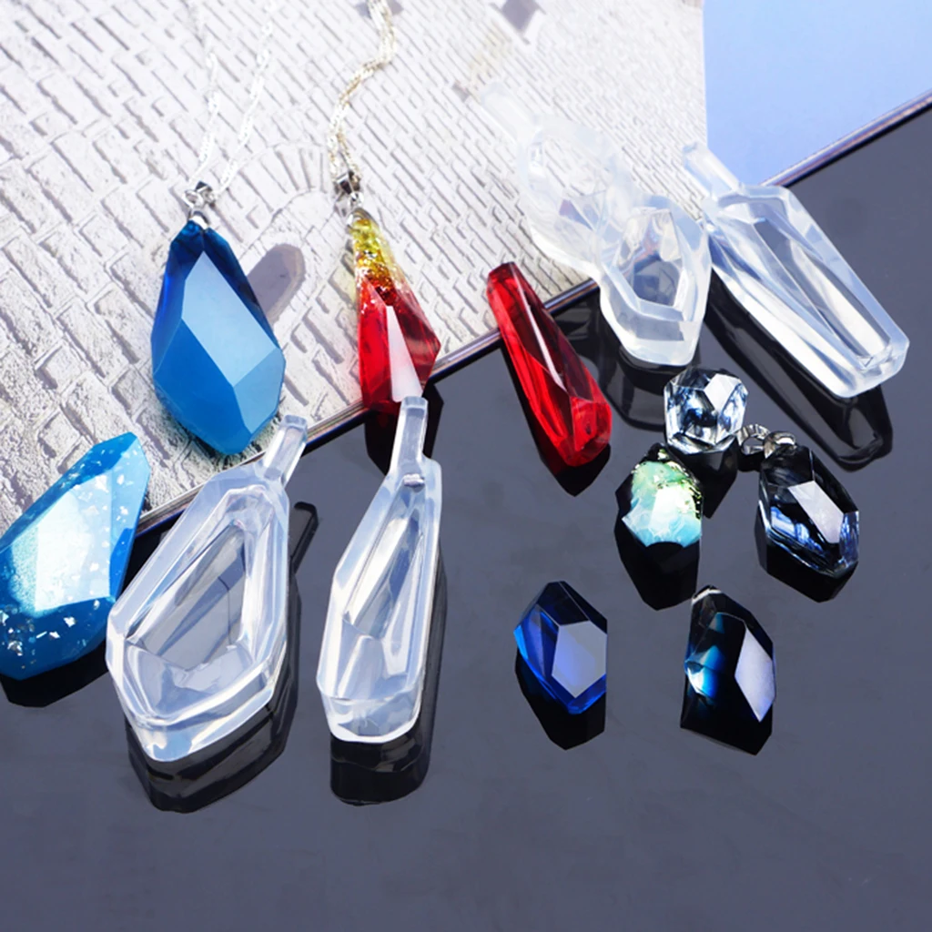 8pcs Assorted Shapes Gemstone Silicone Earring Necklace Pendant Mold for Epoxy Resin Casting Jewelry Making Charm DIY Craft Mold