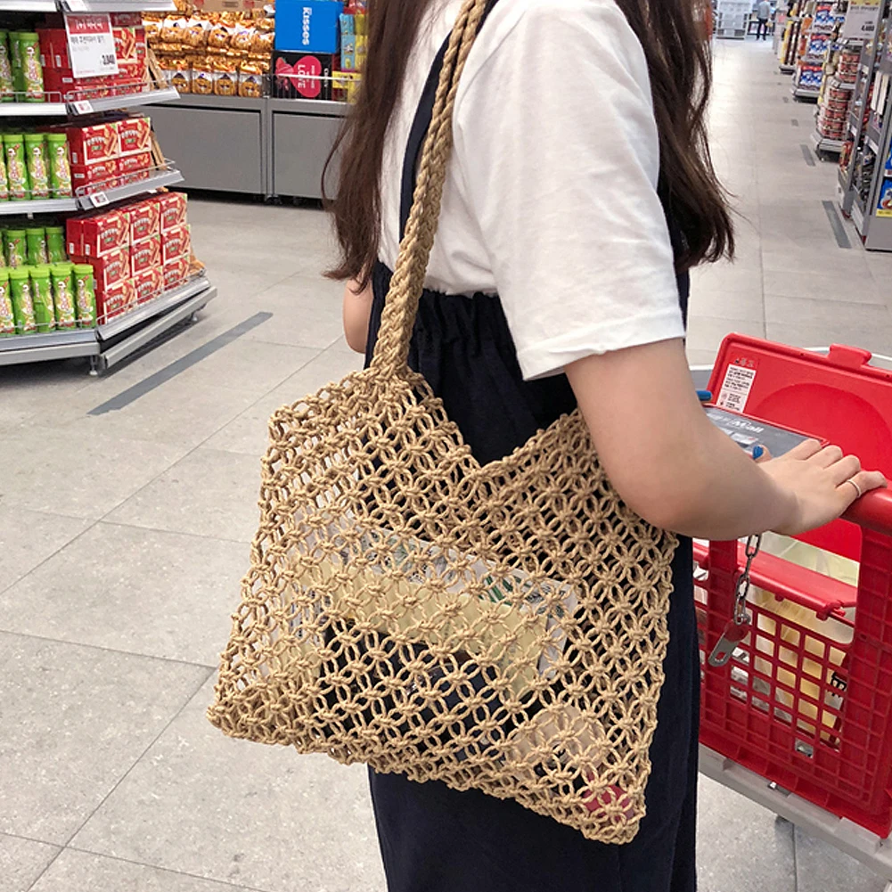

Women Vintage Woven Shoulder Handbag Beach Tote Purse Summer Travel Straw Bag Woven Shoulder Bags