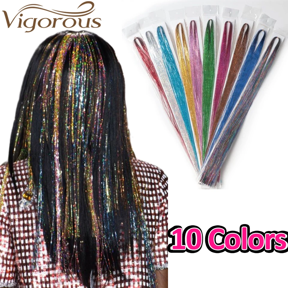 Vigorous Colorful Tinsel Bling Hair Extensions Sparkle Glitter