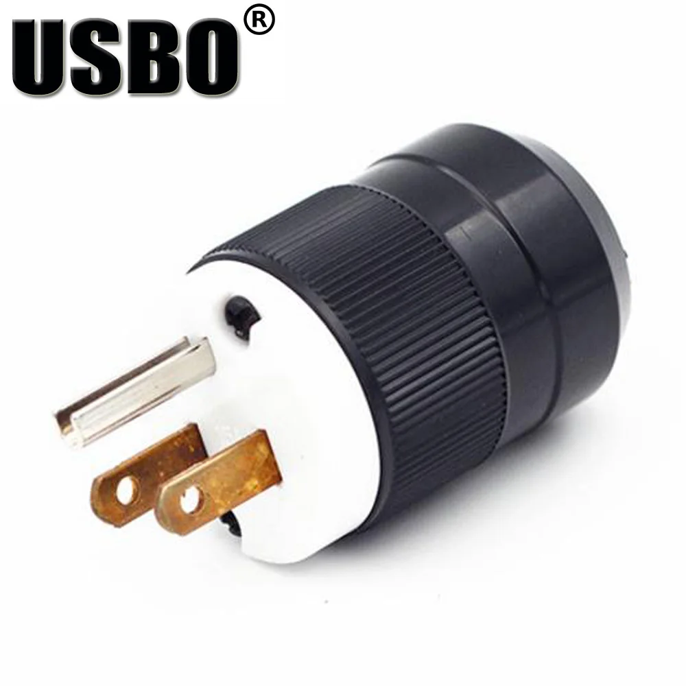 

Black American 15A 125V NEMA 5-15P Generator control panel Anti-off Plug US industry waterproof power plug inline wire connector