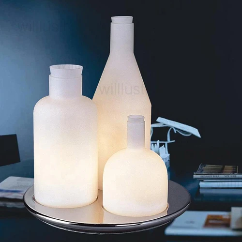 123 настольная лампа для бутылок копия ITRE Guido Rosati Bacco дизайн прикроватный боковой Диванный отель Мода Прозрачное стекло молочно-белого цвета настольная лампа - Цвет абажура: white