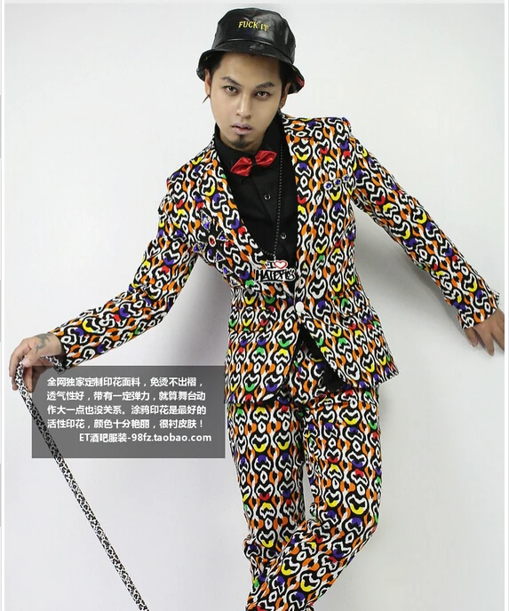 Men/'s Suits Tide Plus Size Night DJ Club Leopard 2 Pieces Stage Singers Casual