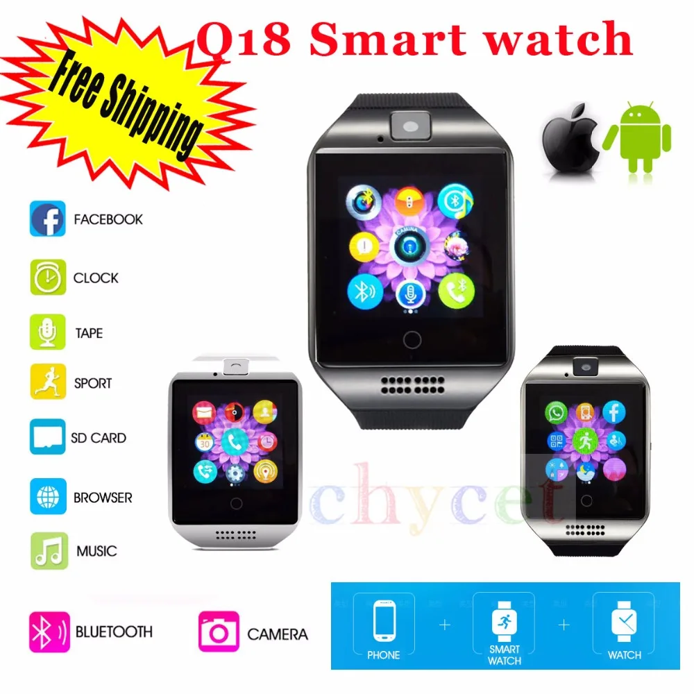 2016 font b SmartWatch b font Q18 Wristwatch with Touch Screen Camera TF Card Bluetooth Fashion